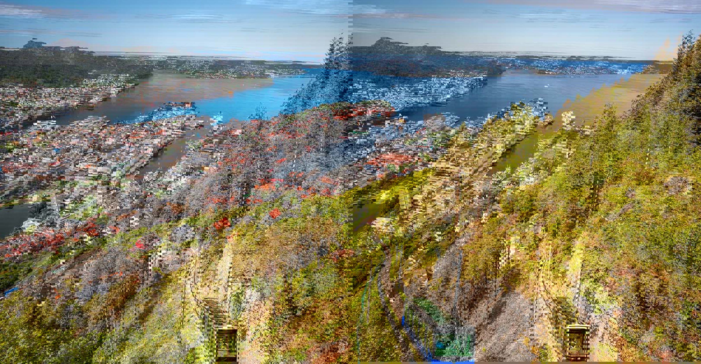 Utsikt Fløybanen Solfylt Bergen
